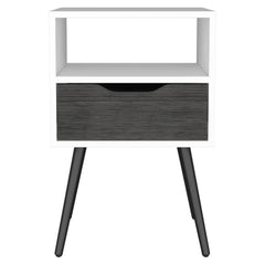 Aurora 1-Drawer 1-Shelf Nightstand Smokey Oak and White