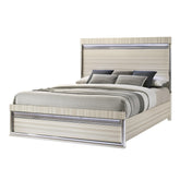 Earth Modern Style King Bed made with wood and LED in Gray with clean linear detailing
