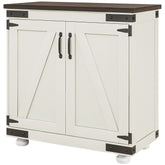 Kitchen Sideboard, Buffet Cabinet with Barn Door and Adjustable Shelf, Distressed White