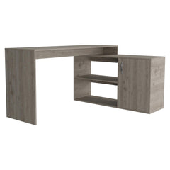 Odysseus 2-Shelf L-Shaped Writing Desk Light Gray
