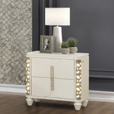 Dionysus Traditional Style Beige Wood Nightstand with Gold Coated LED Accents