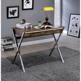 Vault Weathered Oak & Chrome Finish Writing Desk