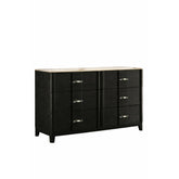 Mars Modern Dresser with Sintered Stone Top, Smooth-Glide Drawers, Acrylic Bar Pulls in Black Wood-Grain Finish (Includes Dresser Only - Mirror Not Included)