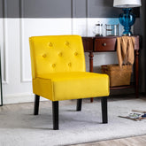 Venus 53" 2Piece Living Room Armless Button Tufted Pattern Accent Chair with Velvet Fabric and Premium High Density Foam Cushion, Yellow