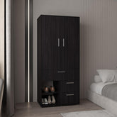 Vista Armoire With Double Doors, Internal Shelves And Hanging Rod, Black