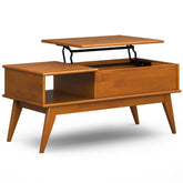 Galaxy 48 inch Wide Solid Wood Lift Top Coffee Table in Teak Brown