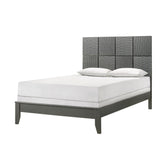 1pc Queen Size Bed Contemporary Design Textured Front Panels Features Geometric Paneling Headboard Gray Gun Metal Finish