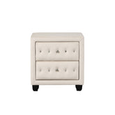 Story Modern Style Crystal Tufted 2-Drawer Nightstand Upholstered with Velvet Fabric Made with Wood in Cream