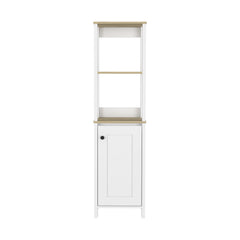 Vista 4-Shelf Linen Cabinet Light Oak and White