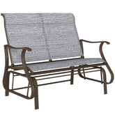 2-Person Outdoor Glider Bench,Patio Glider Loveseat Chair with Powder Coated Steel Frame,2 Seats Porch Rocking Glider for Backyard, Lawn, Garden and Porch, Mixed Gray