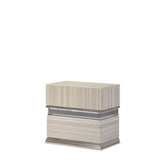 Earth Modern Style 2 Drawer Nightstand made with wood and LED in Gray with clean linear detailing