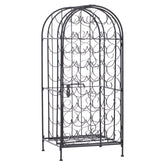 35 Bottle Wrought Iron Wine Rack Cabinet with Lock, Black