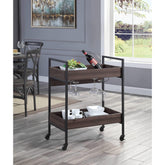 Planet Walnut & Black Finish Serving Cart