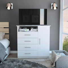 Showcase 5-Shelf Wall Mounted Shoe Cabinet with Mirror Door White