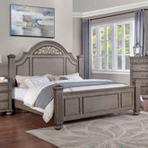 Queen Size Panel Bed 1pc Contemporary Style Gray Bedroom Furniture Formal Floral Design in Headboard