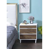Atlas White & Weathered Oak Finish Accent Table