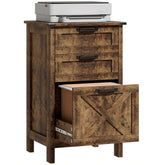 Vertical File Cabinet with 3 Drawers, Rustic Farmhouse Office Storage Cabinet for A4, Letter Size, Rustic Brown