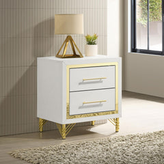 Asteroid White 2-drawer Nightstand Bedside Table