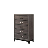 1pc Contemporary 5-Drawer Tall Chest Gray Finish Wooden Bedroom Furniture