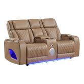 Hephaestus Modern Style Upholstery Recliner Loveseat Made with Wood & Massage Function Included - Caramel