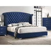 Dionysus Pacific Blue Upholstered Wingback Eastern King Bed