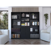 Haven 3 Piece Home Bookcase set, 74" Wide with 11 Shelves and Two-Door Cabinet , Living Room Set Set Black
