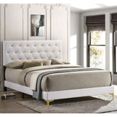 Eternity White Upholstered Queen Panel Bed