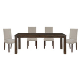 Classic 5pc Dining Set Dark Brown Finish Table and 4x Side Chairs Comfort Upholstery Taupe Dining Kitchen Furniture