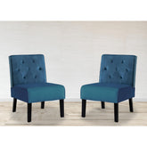Venus 53" 2Piece Living Room Armless Button Tufted Pattern Accent Chair with Velvet Fabric and Premium High Density Foam Cushion, Blue