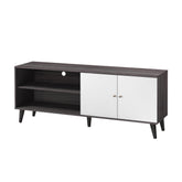 Tale TV Stand for TVs up to 63", with 2 Storage Shelves& 1 Cabinet, Modern Entertainment Centre for TV in Living Room in Dark Gray + White