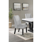 Modern Look 2pc Light Gray Finish Side Chair Fabric Full Back Upholstered Seat Back Wing Black Finish Nailhead Trim Accent Dining Room Wooden Furniture