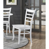 White Finish Dining Chairs Set of 2 Wooden Ladder-Back Casual Farmhouse Style Kitchen Dining Room Furniture