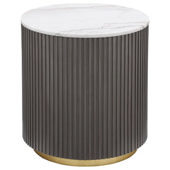 Demeter White 2-piece Round Marble Coffee and End Table Set