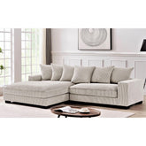 Odysseus Oversized Two-Piece Left Facing Sectional Couches for Living Room, 102.4-Inch L Shaped Sofa with Chaise, Upholstered with Corduroy Fabric, Ivory