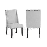 Orion Dining Side Chair Set of 2, Light Gray Cotton Polyester, Black Legs
