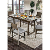 Contemporary Gray 1pc Counter Height Dining Table Solid wood Center Support Beam Table Dining Room Furniture