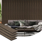 95" x 8" Wood Panels for Wall, 4 Pack Acoustic Panels, Sound Absorbing Slat Wall For Interior Wall Decor, Home, Walnut