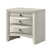 1pc Contemporary Neutral White Finish Curved Drawer Fronts Storage Drawers Nightstand Wooden