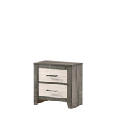 1pc Nightstand Two-tone Finish Convenient Bedside Storage Two Drawers Metal Pull Handle Gray Beige
