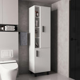Helen Tall Storage Cabinet With Two Doors And Three Open Shelves, White