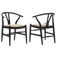 Uranus Black Wood Wishbone Dining Side Chair (Set of 2)