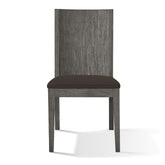 Poseidon 38 Inch Mahogany Wood Dining Chair with Panel Back, Gray