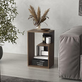 Cosmos 25" High 3-Tier Open Shelf Side Table, Dark Brown, Black