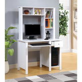 Avalon desk with hutch home office desk 39"W Compact desk Writing Desk Laptop Desk White One drawer Keyboard Drawer Wooden Knob