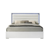 Display Contemporary Style Full Bed Made with LED Headboard & Wood in White