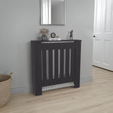 Camelot Cover Cabinet with Slatted Panel, Modern Home Furniture for Heating Units, Ventilated Decorative Enclosure, Black