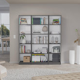 Crown 3 Piece Home Bookcase set, 60" Wide with 15 Shelves , Living Room Set Set Matt Gray - White