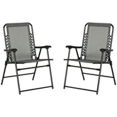 2 Pieces Outdoor Folding Chair Set, Portable Capimg Chairs with Armrest for Patio, Pool, Beach, Gray