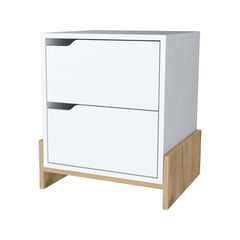 Symphony 2-Drawer Nightstand in White and Macadamia