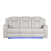 WALTZ LED & Power Reclining Sofa Made With Faux Leather in Ice